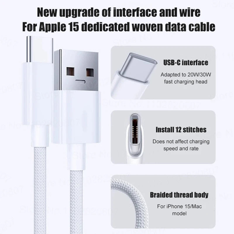 Câble IPhone USB / USB-C 16 15 14 13 12 11 Pro Max 35W
