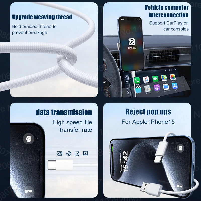 Câble IPhone USB / USB-C 16 15 14 13 12 11 Pro Max 35W